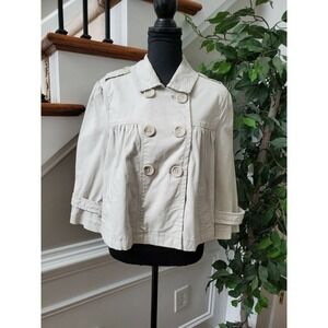 To The Max Women's Beige Cotton Long Sleeve Collared Button Style Jacket Size L
